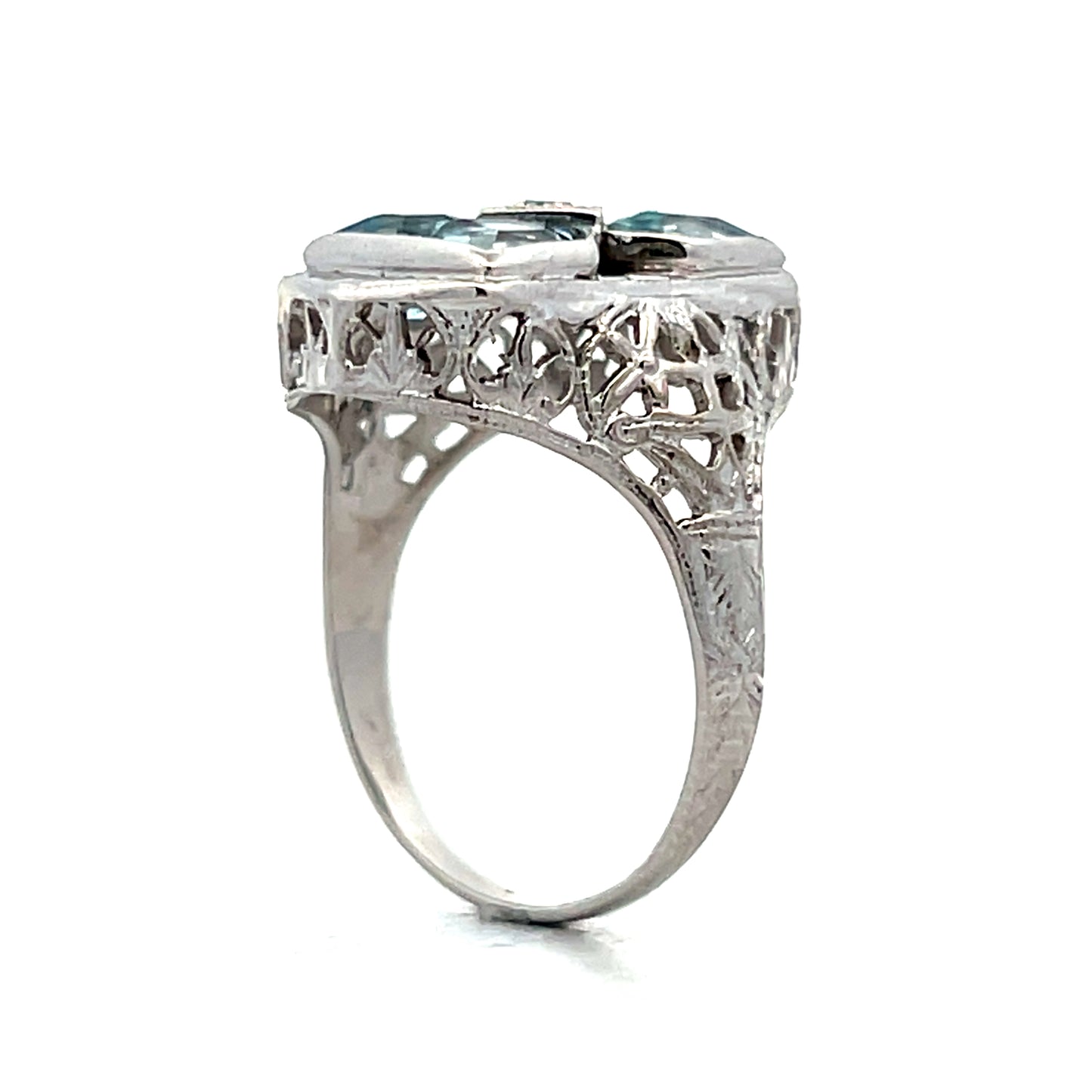 1.08 Antique Art Deco Shield Cut Aquamarine in 14k
