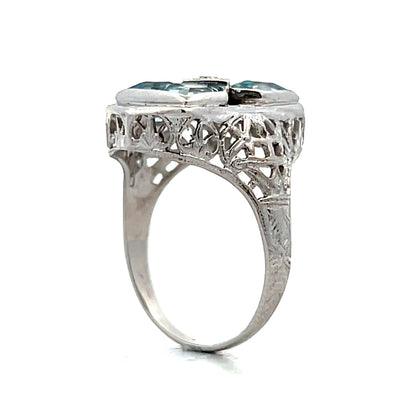 1.08 Antique Art Deco Shield Cut Aquamarine in 14k