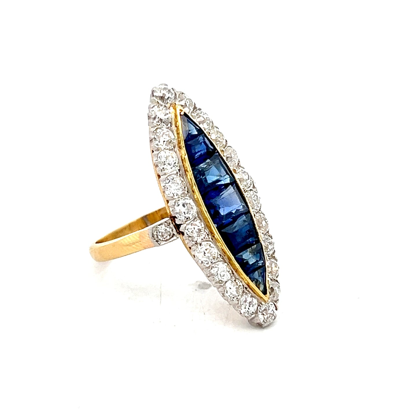 2.40 Victorian Navette Cocktail Ring in 14k Yellow Gold