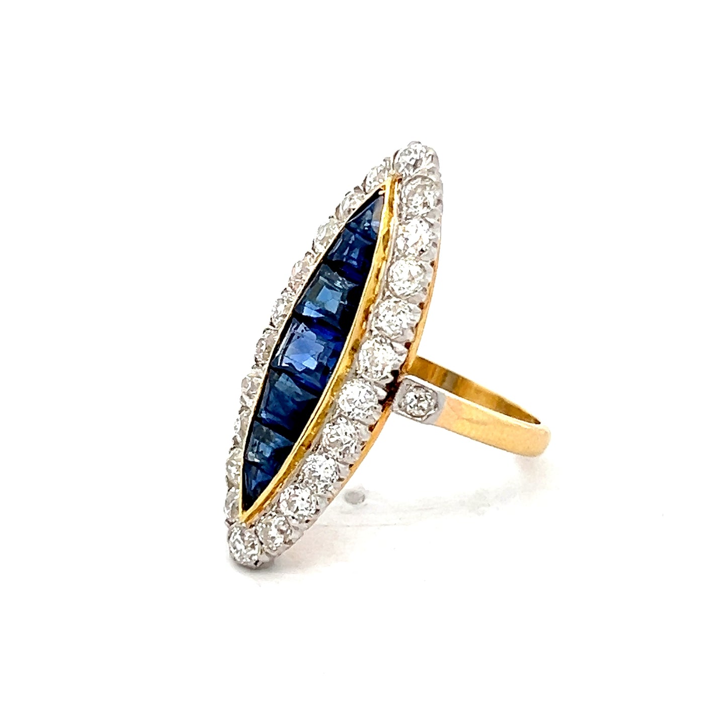 2.40 Victorian Navette Cocktail Ring in 14k Yellow Gold