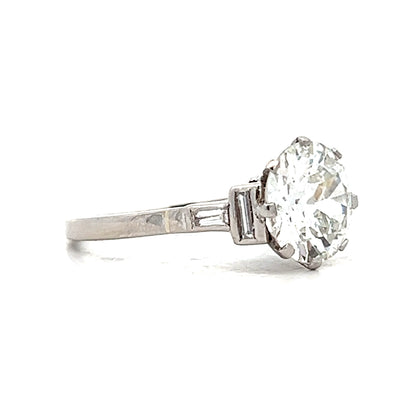 2.24 Vintage Old European Diamond Engagement Ring Platinum