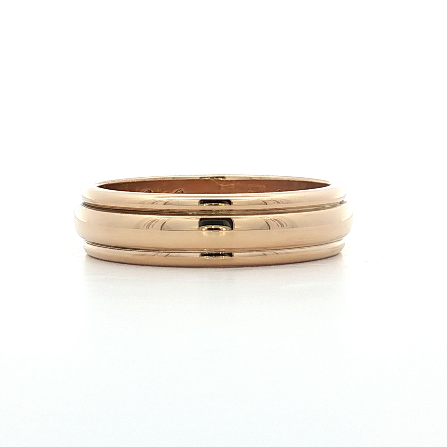 Mens Vintage Retro Ridged Wedding Band 14k