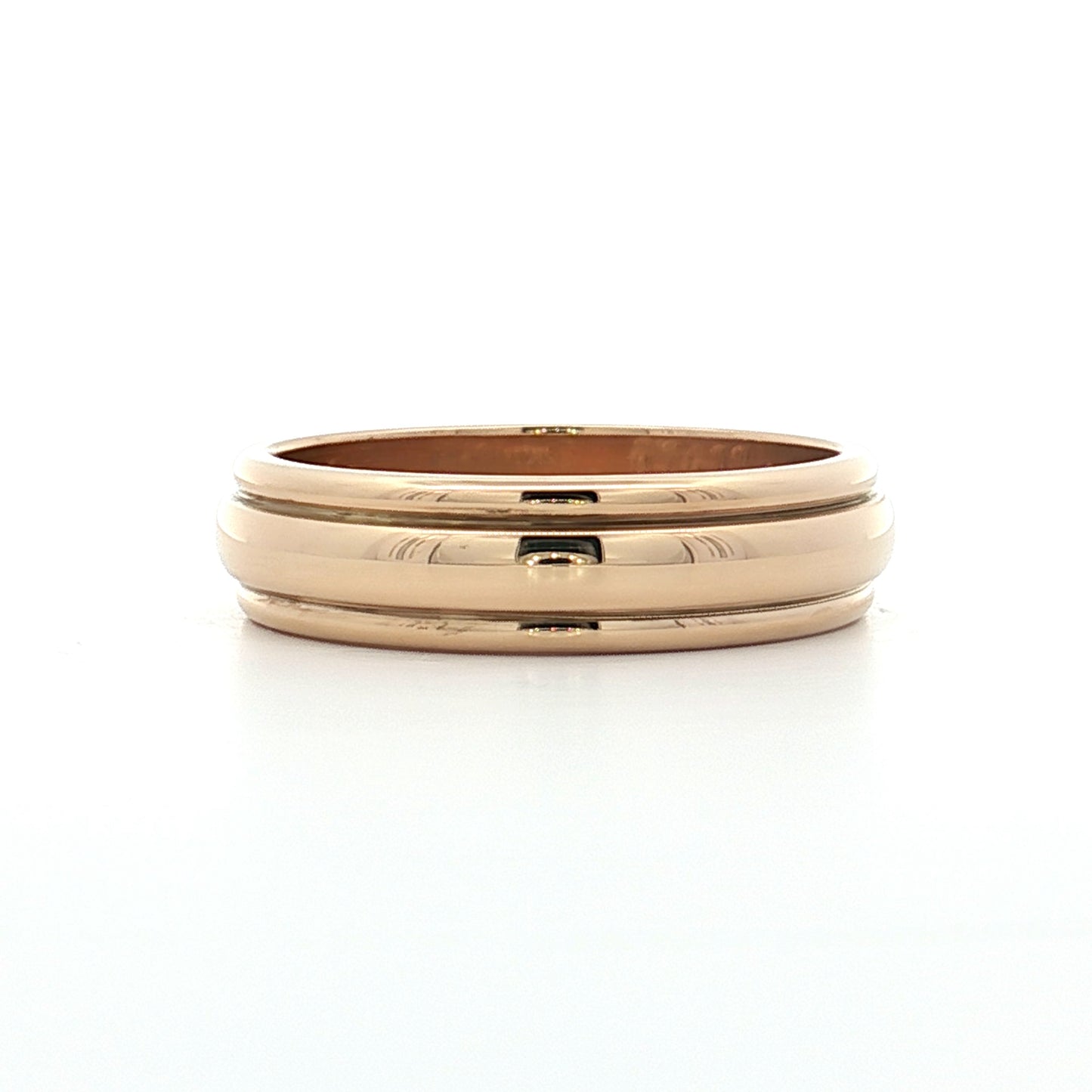 Mens Vintage Retro Ridged Wedding Band 14k