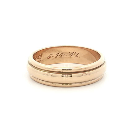 Mens Vintage Retro Ridged Wedding Band 14k