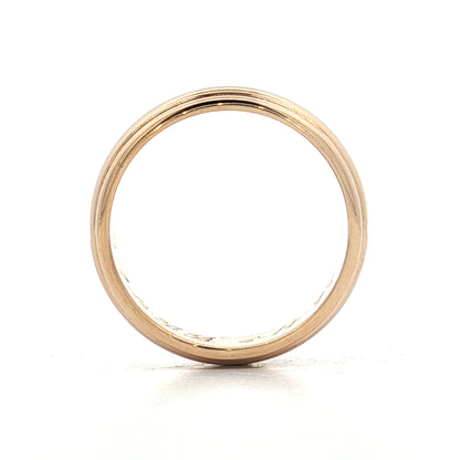 Mens Vintage Retro Ridged Wedding Band 14k