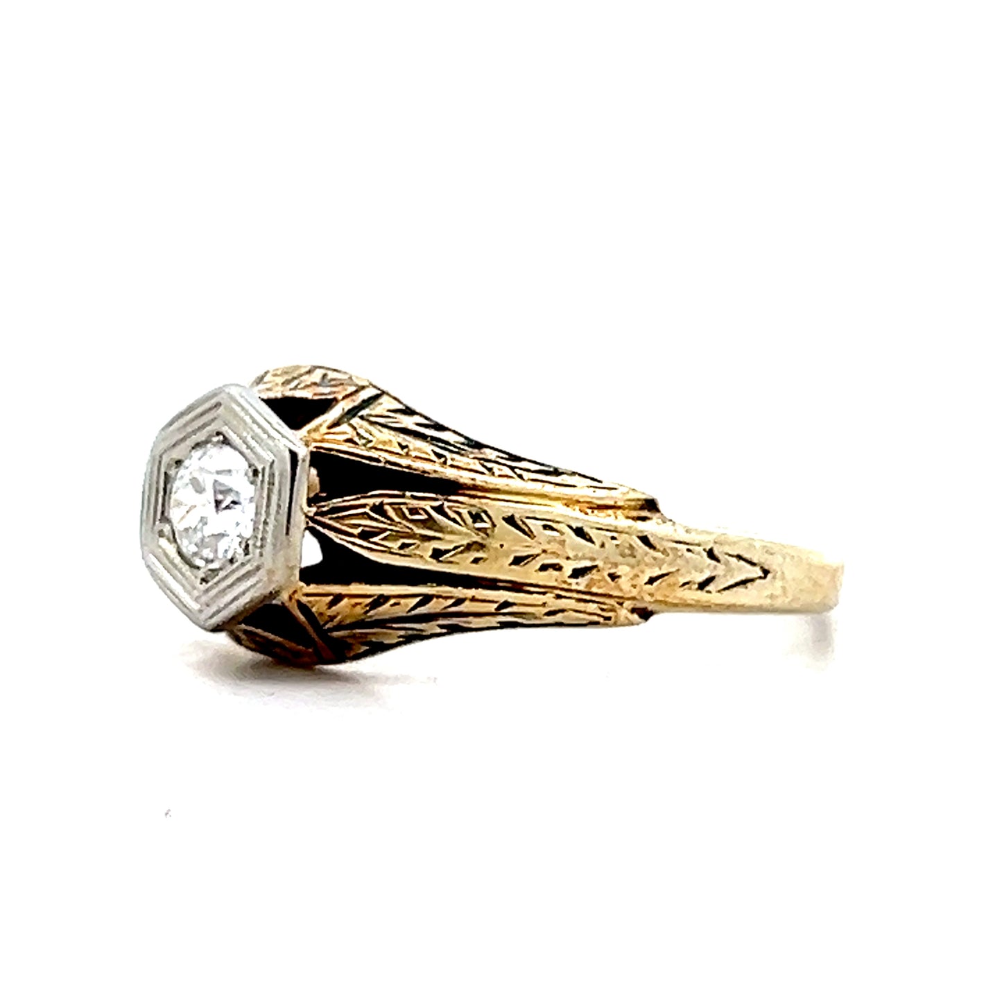 .21 Vintage Art Deco Solitaire Engagement Ring 14k