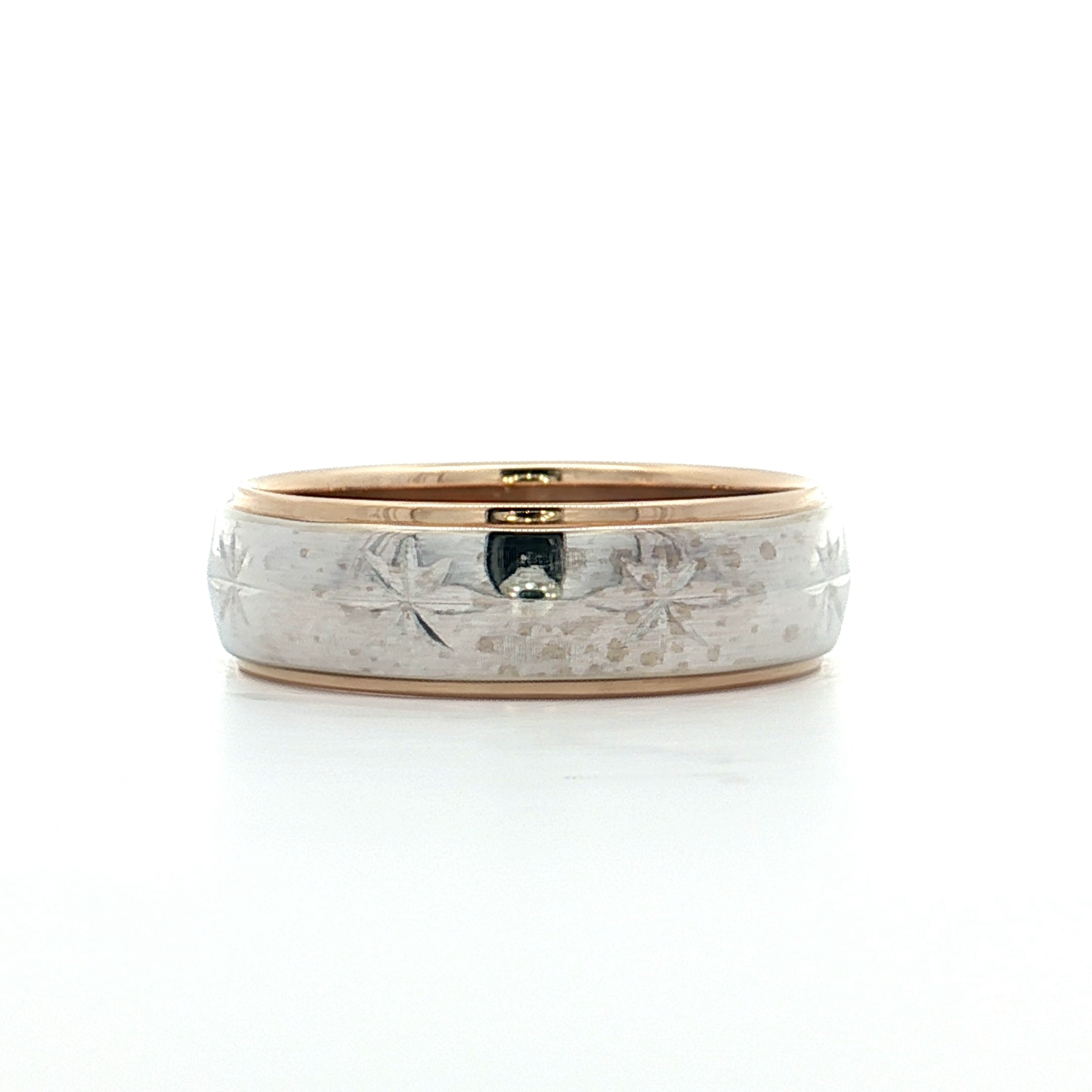 THE STAR CLUB　/ 　TWO BAND MEN　/　35TH Mens Vintage Retro Star Two-Tone Wedding Band 14k – Filigree Jewelers