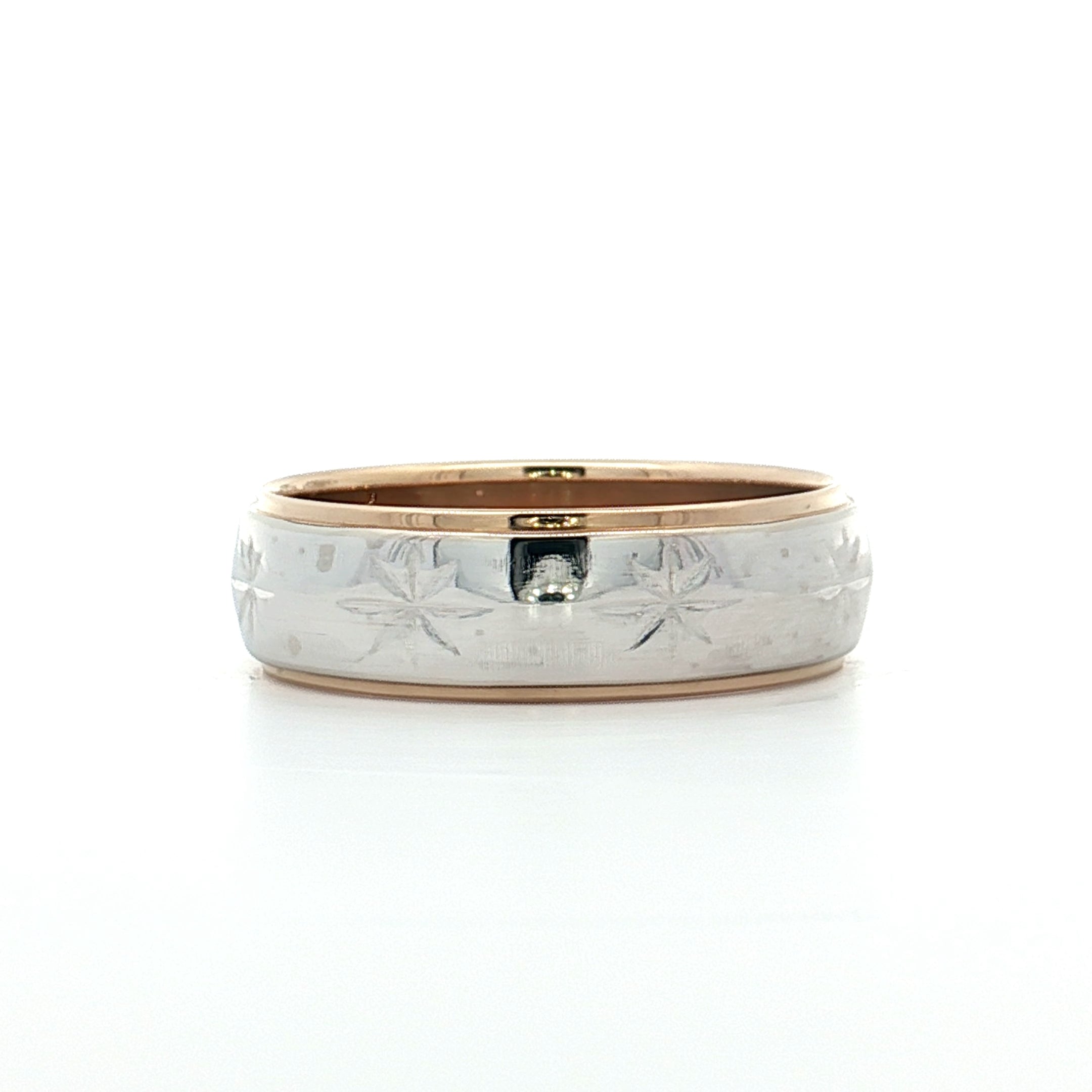 THE STAR CLUB　/ 　TWO BAND MEN　/　35TH Mens Vintage Retro Star Two-Tone Wedding Band 14k – Filigree Jewelers