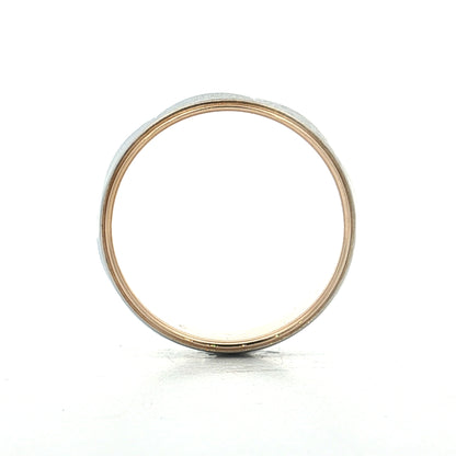 Mens Vintage Retro Star Two-Tone Wedding Band 14k