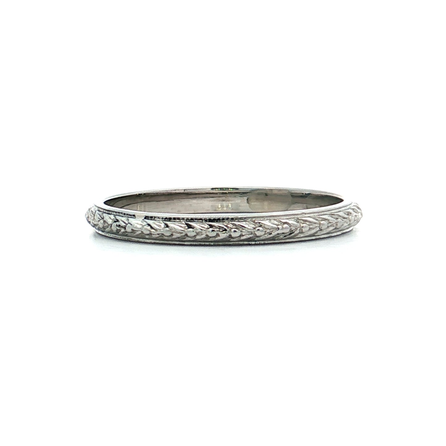 Mens Vintage Chevron Wedding Band 18k White Gold