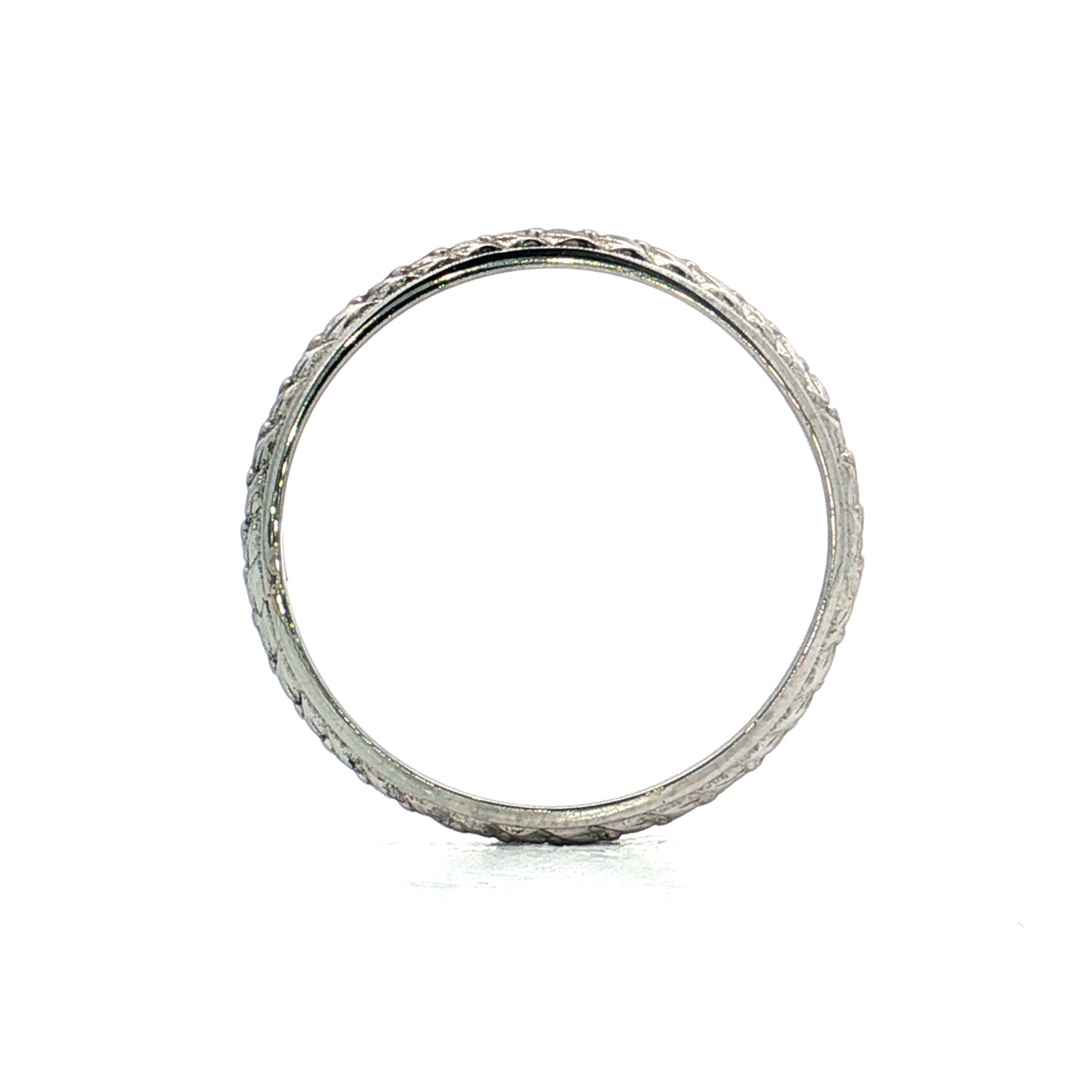 Mens Vintage Chevron Wedding Band 18k White Gold