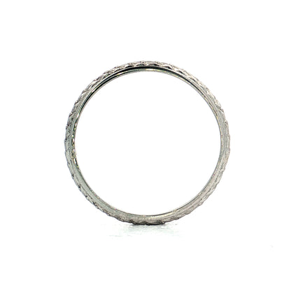 Mens Vintage Chevron Wedding Band 18k White Gold