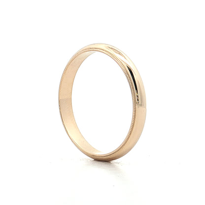 4mm Stepped Edge Milgrain Wedding Band 14k Yellow Gold