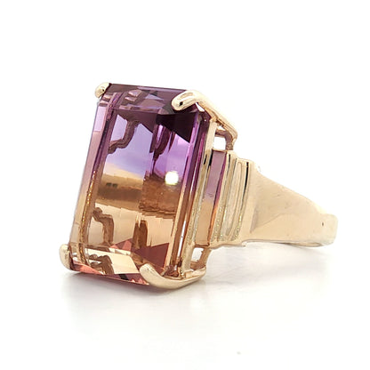 17.25 Vintage Ametrine Cocktail Ring 14k Yellow Gold