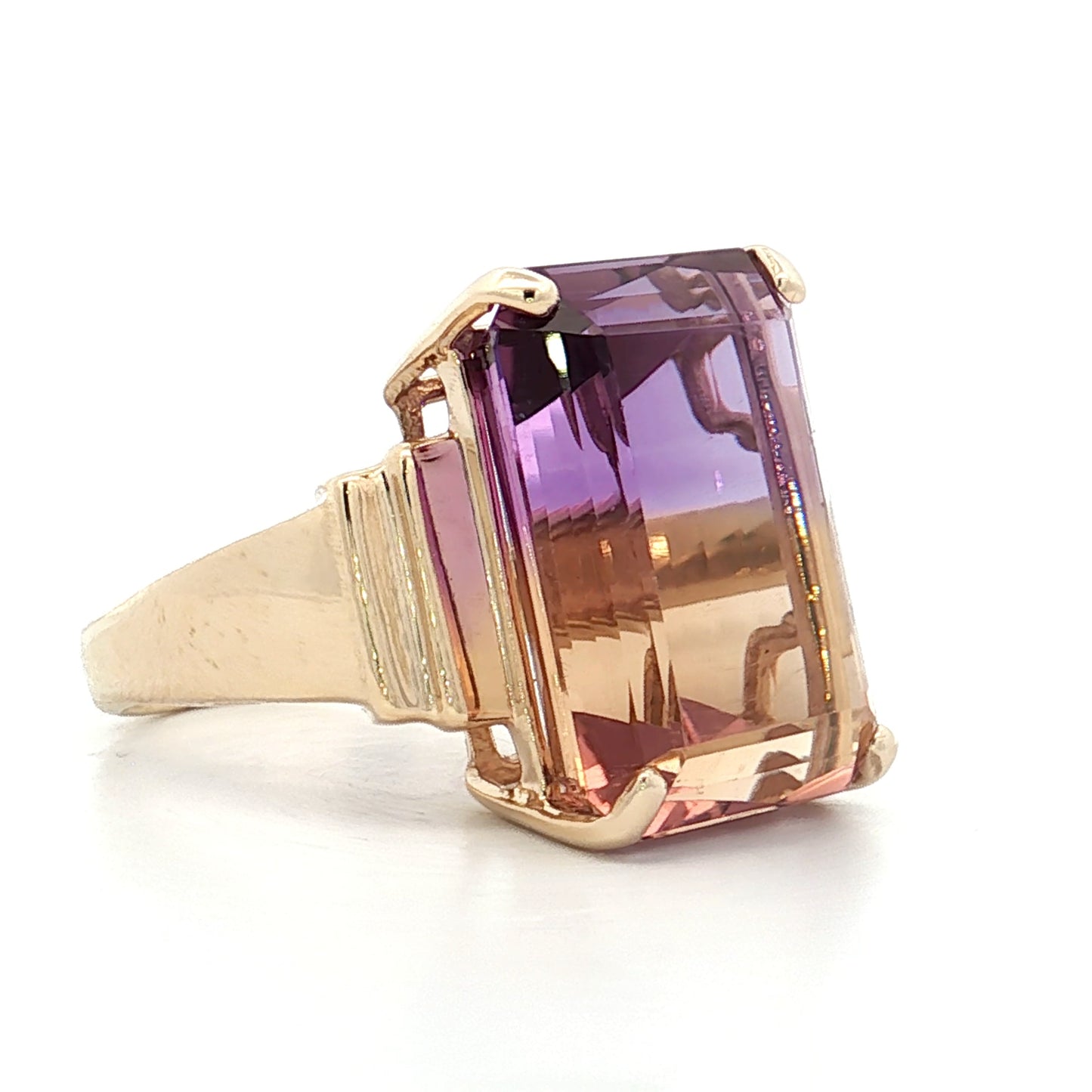 17.25 Vintage Ametrine Cocktail Ring 14k Yellow Gold