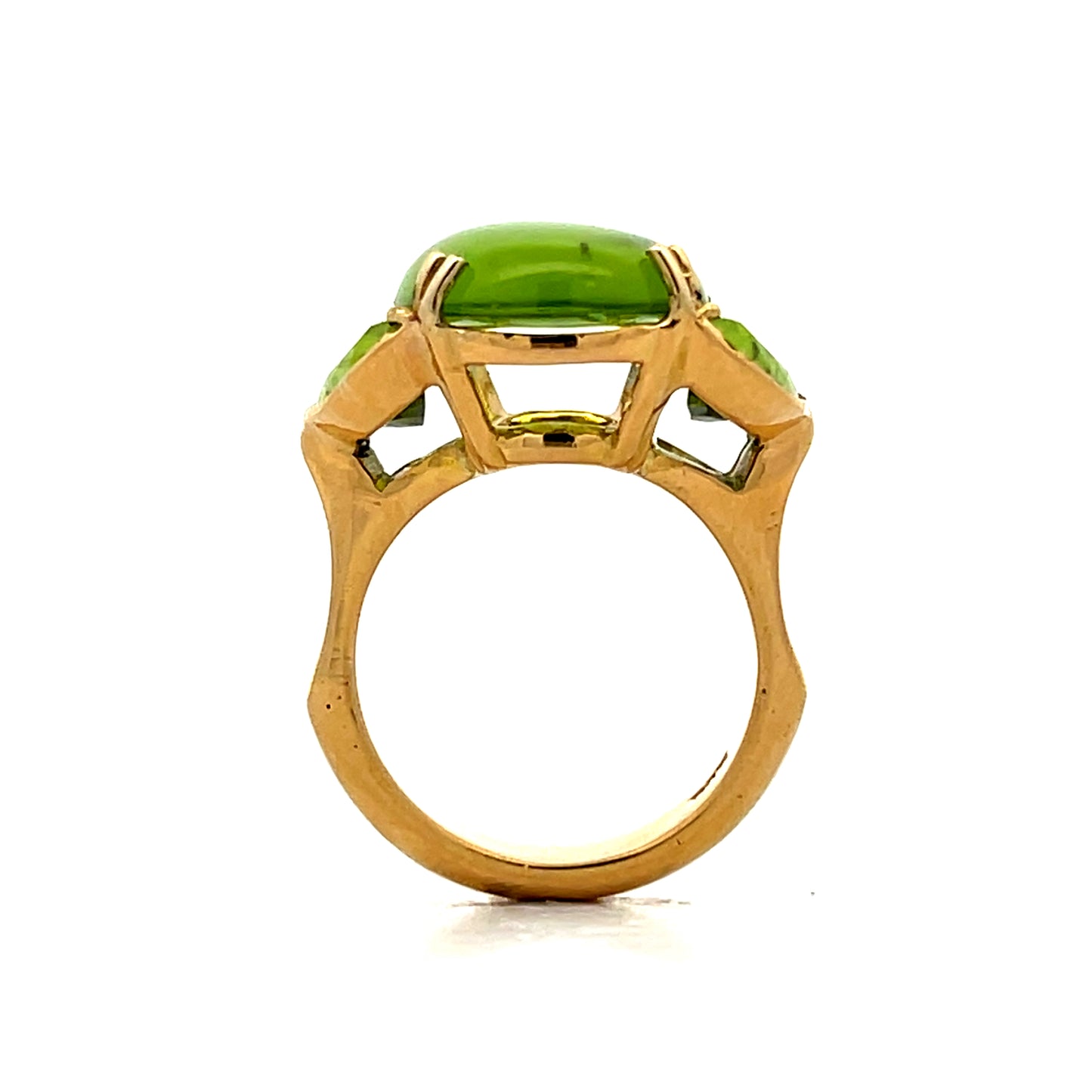 6.16 Oval Cabochon Peridot Cocktail Ring in 21k