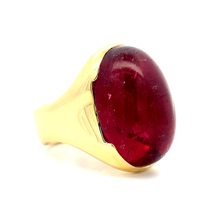 26.70 Cabochon Rubellite Tourmaline 18k Yellow Gold