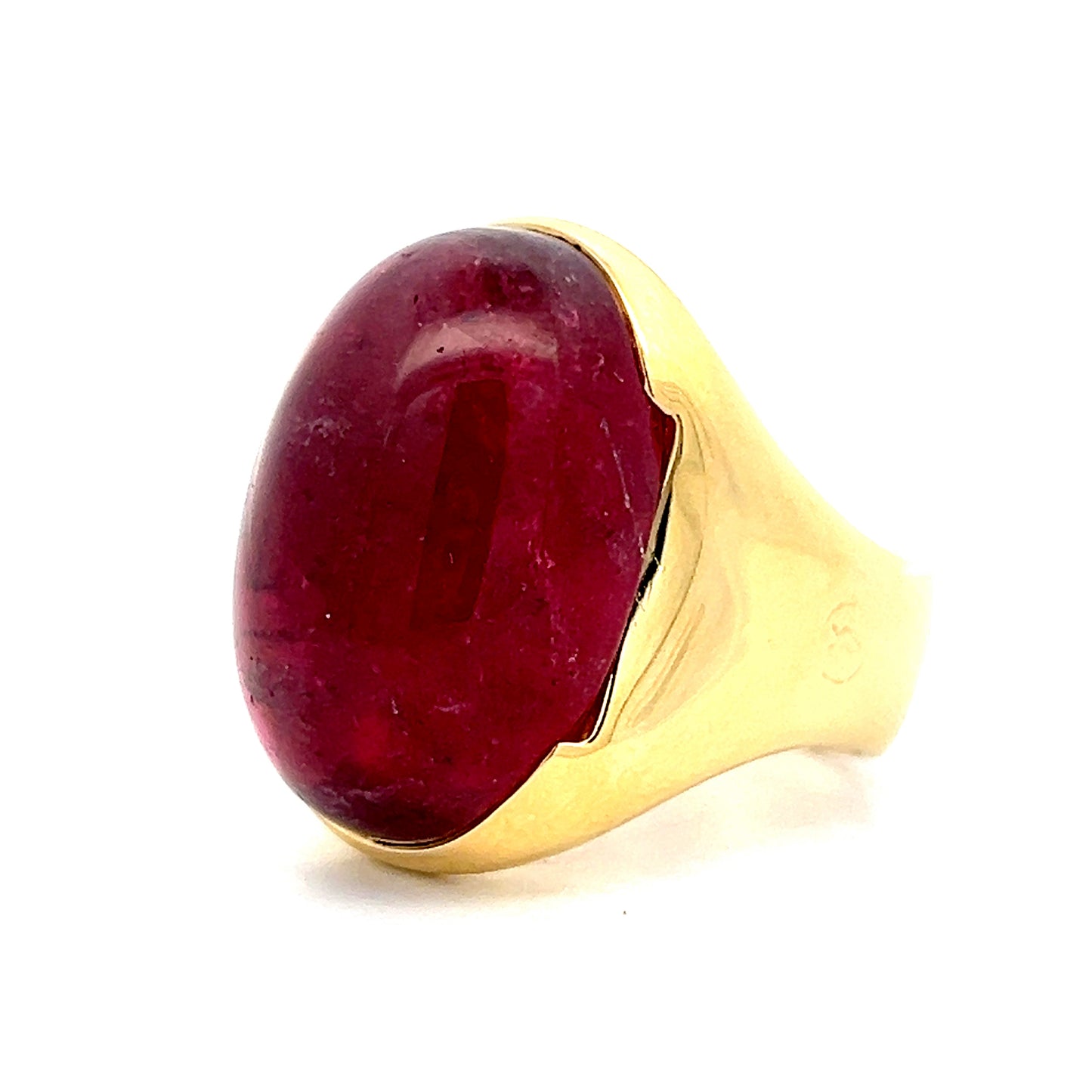 26.70 Cabochon Rubellite Tourmaline 18k Yellow Gold