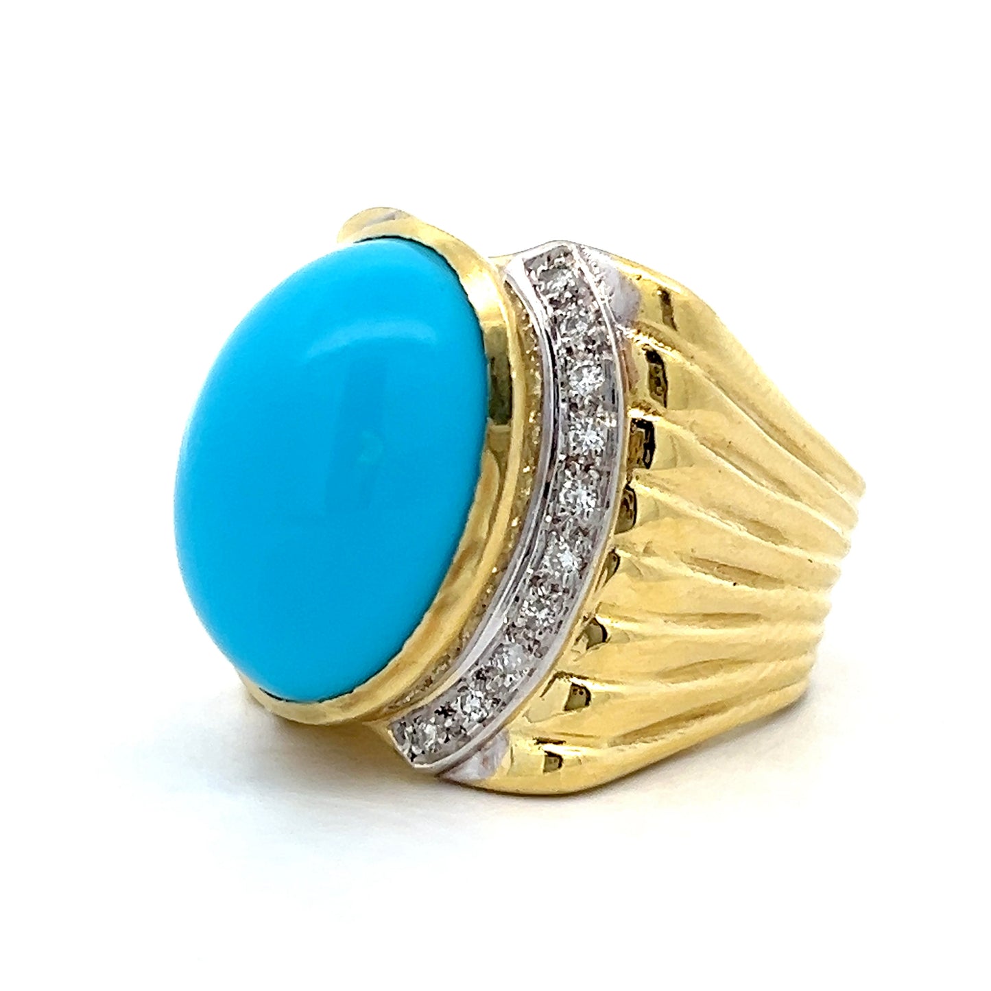 20.36 Vintage Cabochon Turquoise Cocktail Ring 18k