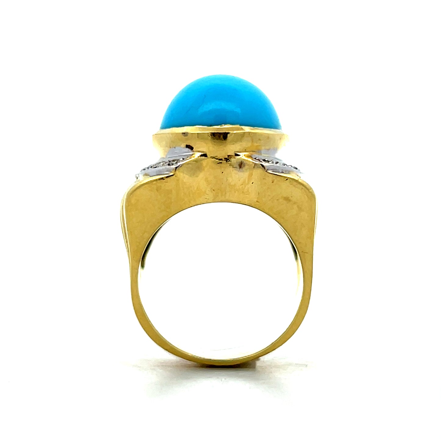20.36 Vintage Cabochon Turquoise Cocktail Ring 18k