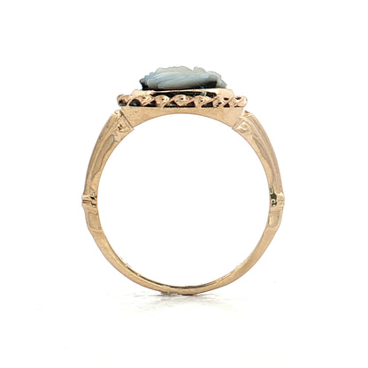 Vintage Mid-Century Sardonyx Cameo Cocktail Ring 14k