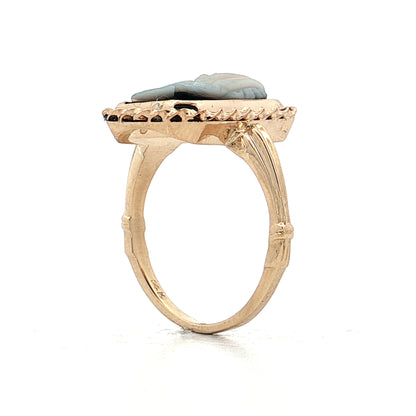 Vintage Mid-Century Sardonyx Cameo Cocktail Ring 14k