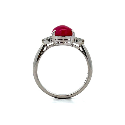 2.94 Cabochon Ruby & Diamond Cocktail Ring Platinum