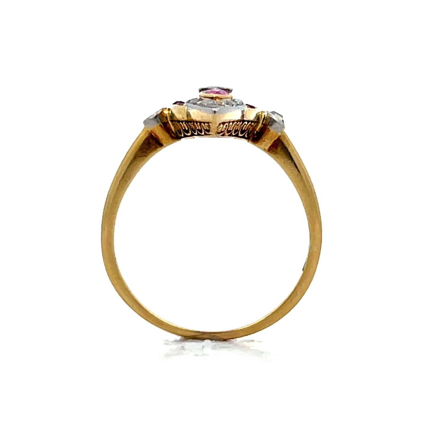 Antique Edwardian Ruby & Diamond Navette Ring 18k/Platinum