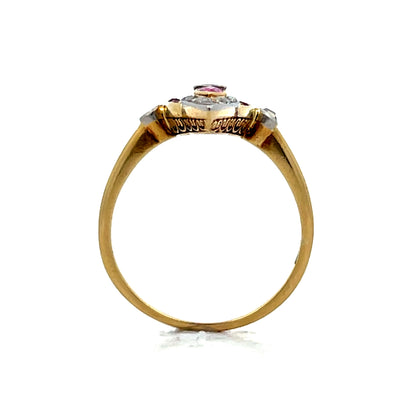 Antique Edwardian Ruby & Diamond Navette Ring 18k/Platinum
