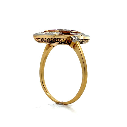 Antique Edwardian Ruby & Diamond Navette Ring 18k/Platinum