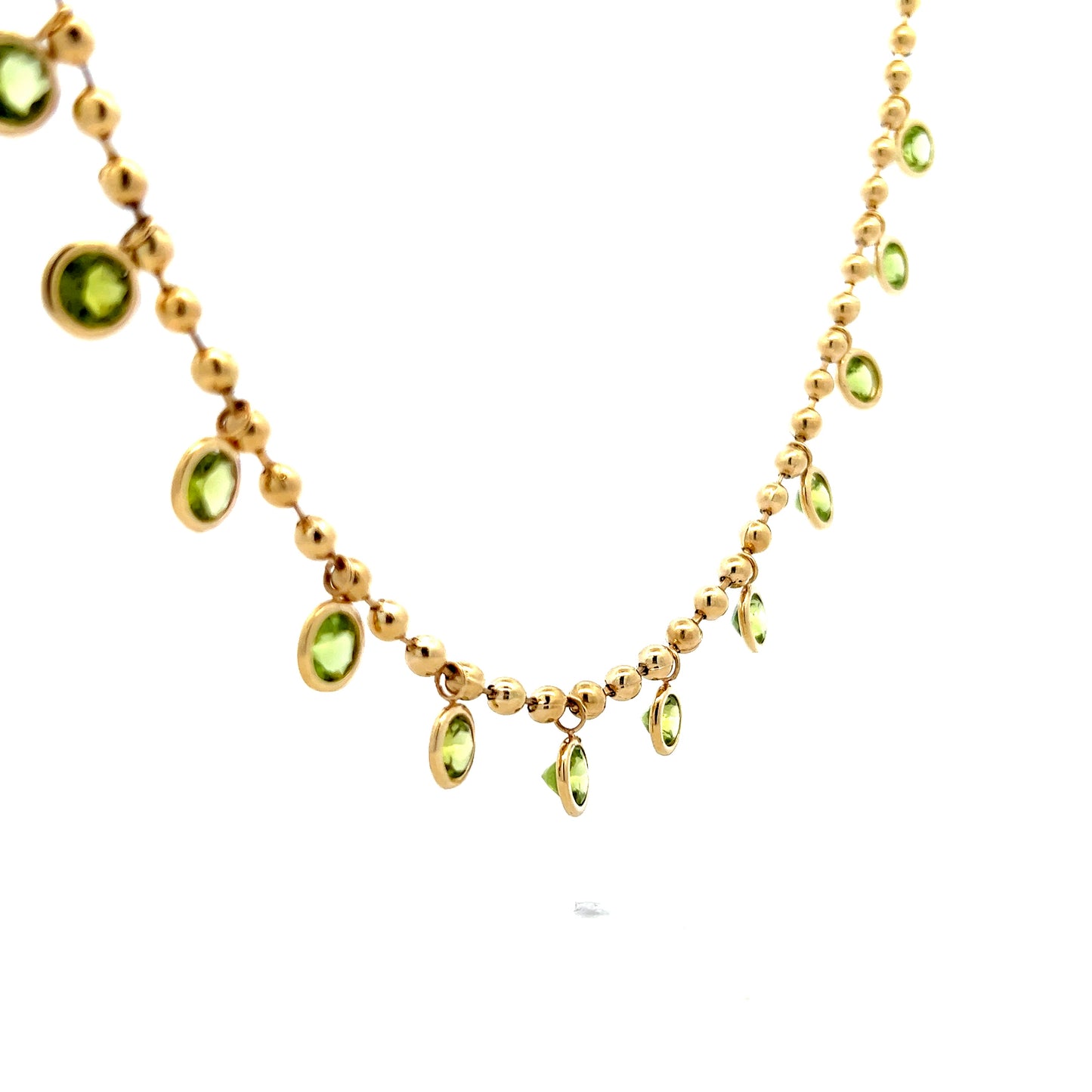 11.39 Peridot Dangle Necklace in 14k Yellow Gold