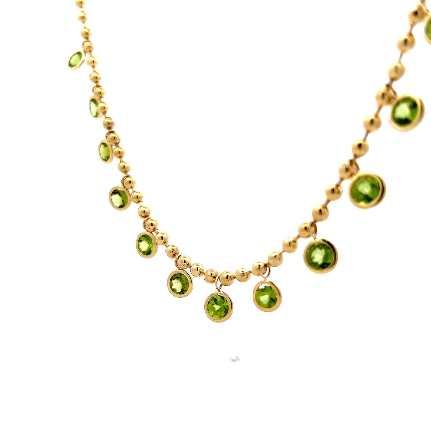 11.39 Peridot Dangle Necklace in 14k Yellow Gold