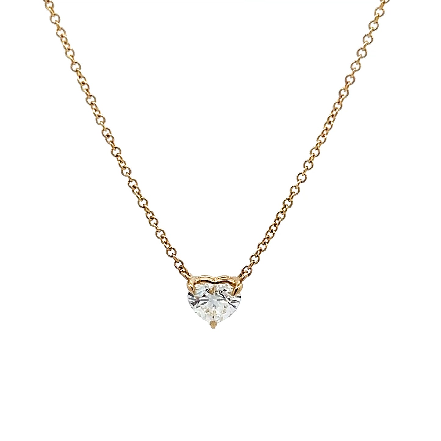 .70 Heart Shaped Diamond Pendant Necklace 14k
