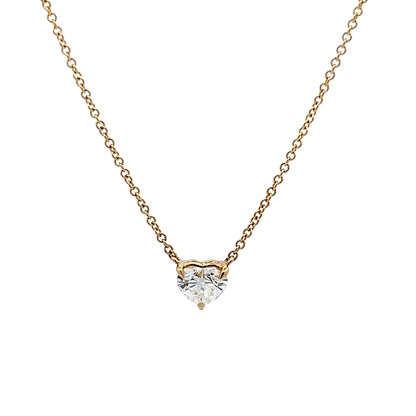 .70 Heart Shaped Diamond Pendant Necklace 14k