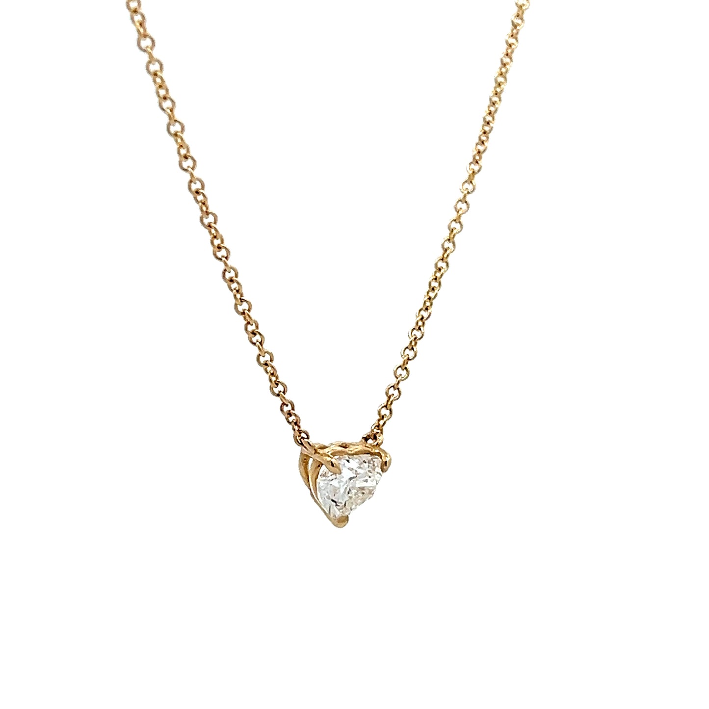 .70 Heart Shaped Diamond Pendant Necklace 14k