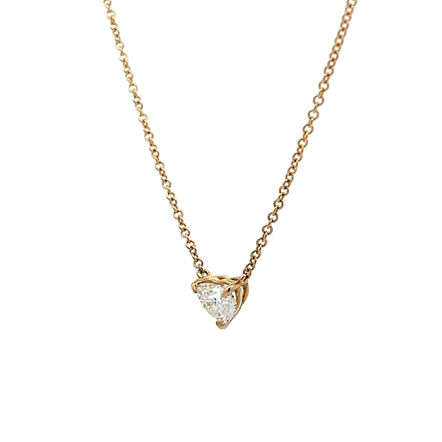 .70 Heart Shaped Diamond Pendant Necklace 14k