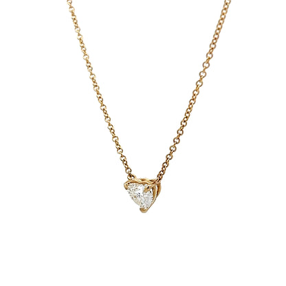 .70 Heart Shaped Diamond Pendant Necklace 14k