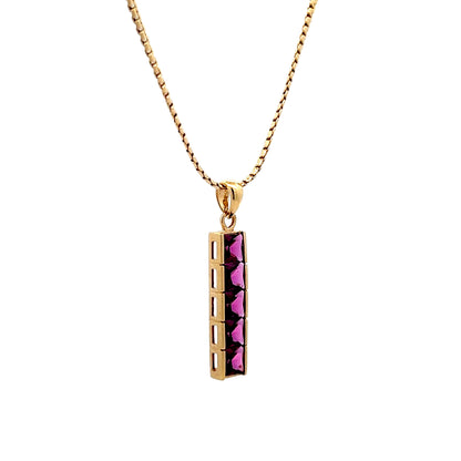 1.55 Garnet Bar Pendant Necklace in 14k Yellow Gold