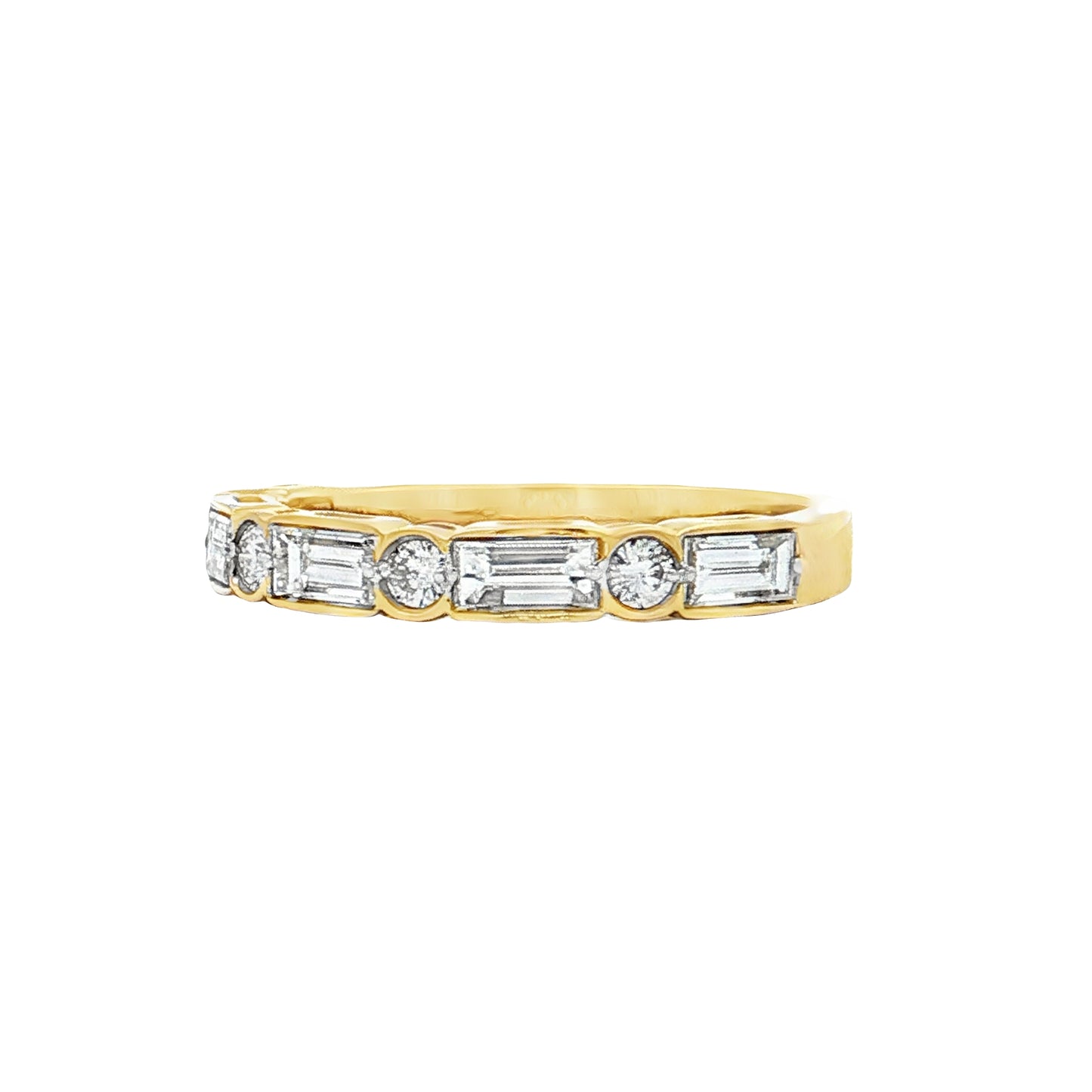 .94 Baguette & Round Diamond Wedding Band 14k