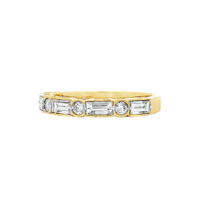 .94 Baguette & Round Diamond Wedding Band 14k