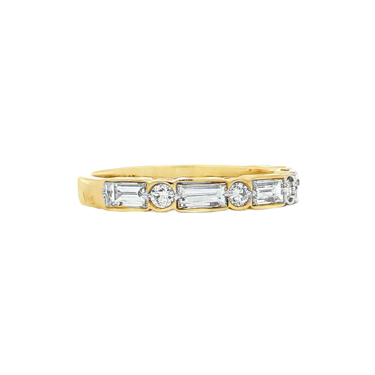 .94 Baguette & Round Diamond Wedding Band 14k