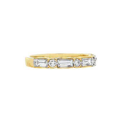 .94 Baguette & Round Diamond Wedding Band 14k