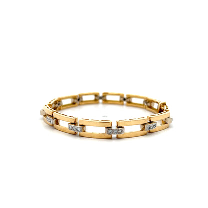 .72 Diamond Geometric Link Bracelet in 18k Yellow Gold