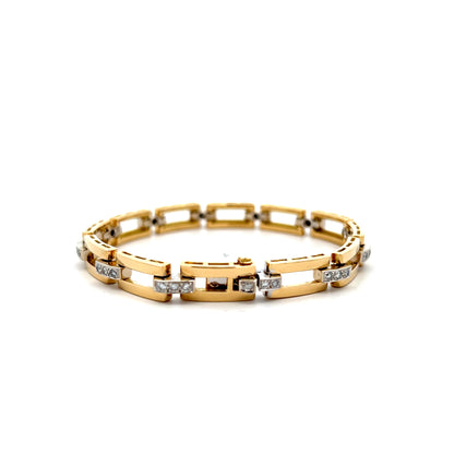 .72 Diamond Geometric Link Bracelet in 18k Yellow Gold
