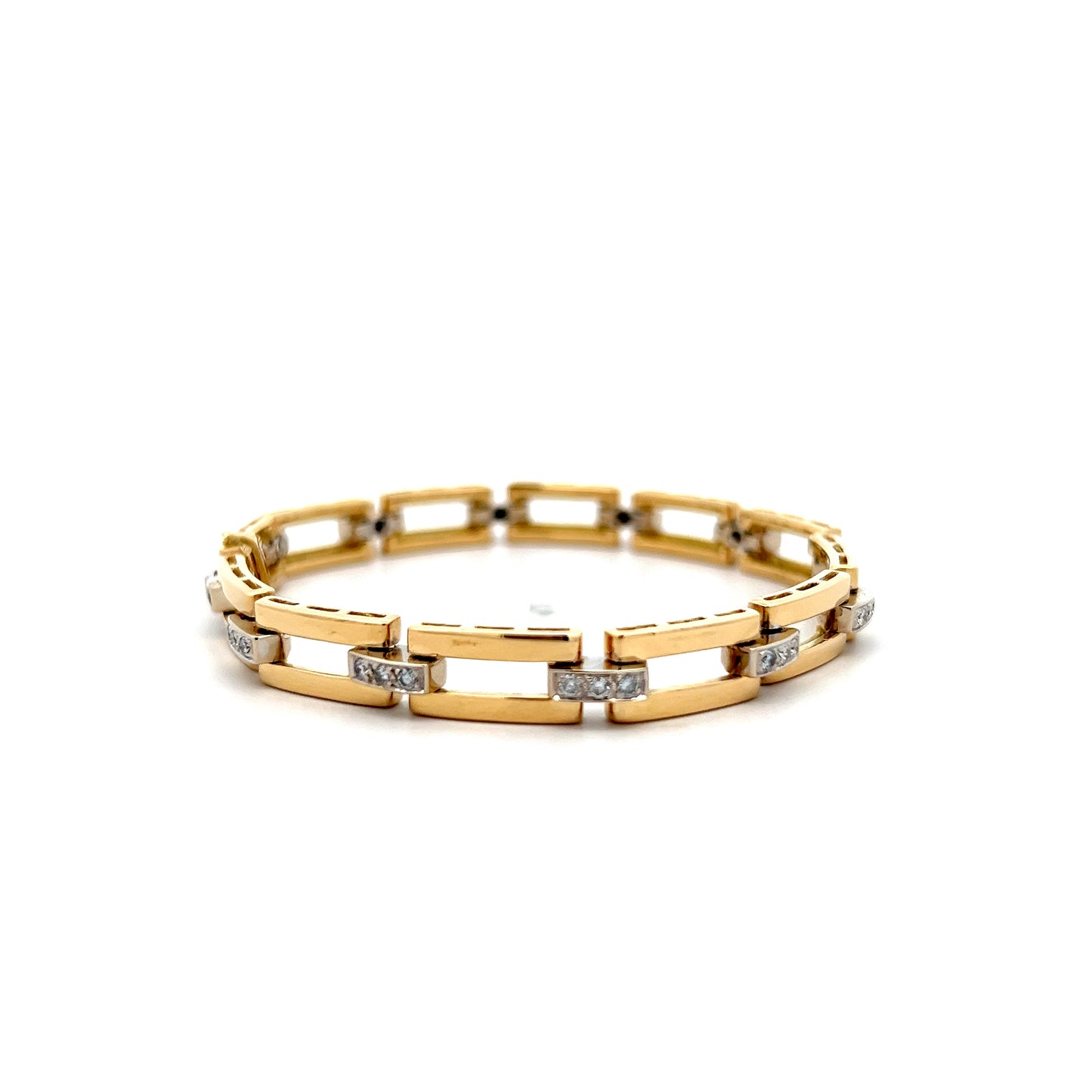 .72 Diamond Geometric Link Bracelet in 18k Yellow Gold