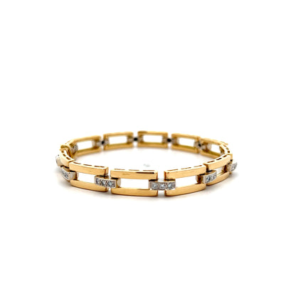 .72 Diamond Geometric Link Bracelet in 18k Yellow Gold