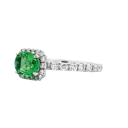 1.21 Oval Tourmaline Engagement Ring 18k White Gold