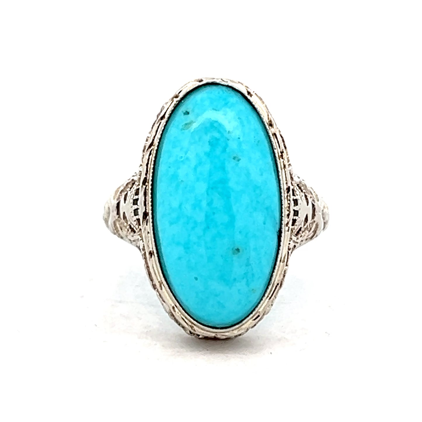 3.65 Vintage Cabochon Turquoise Cocktail Ring 14k