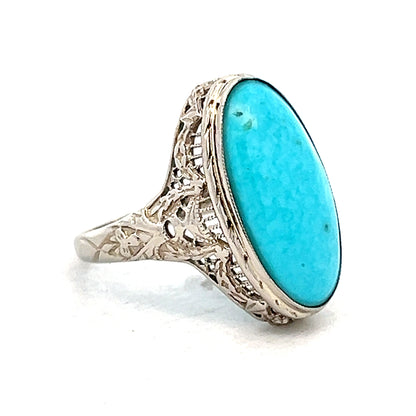 3.65 Vintage Cabochon Turquoise Cocktail Ring 14k