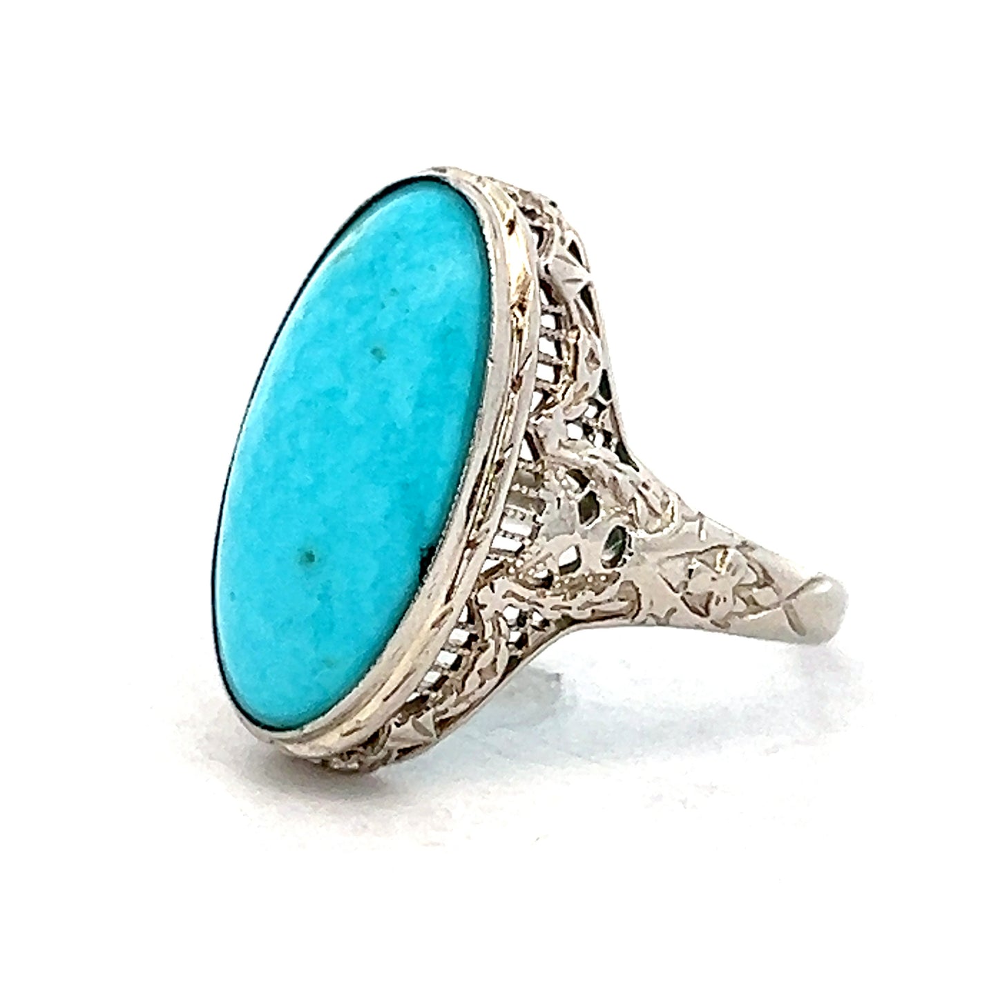 3.65 Vintage Cabochon Turquoise Cocktail Ring 14k